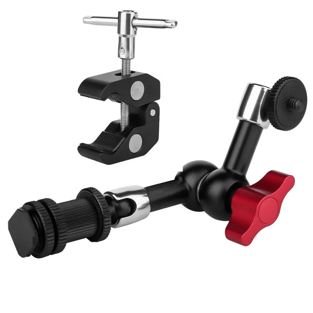 7inch Adjustable Articulating Friction Magic Arm Hot Shoe Mounts Compatible with DSLR Camera Rig, LED Flash Light, LCD Monitor
