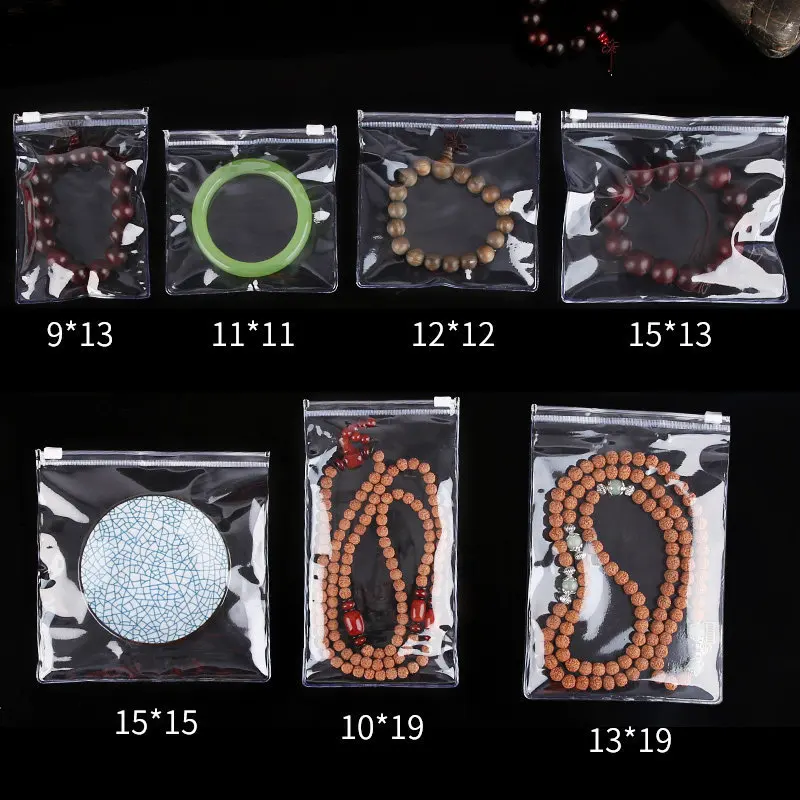 Custom Printing High Transparency Thick PVC Self Sealing Plastic Zip Lock Bags Clear for Earrings Jewelry Packaging Storage