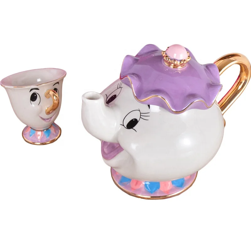 Beauty And Beast Teapot Creative Gift Tea Pot Set Wife Gold-plated Ceramic Drinkware Tea Pot Set With Color Box Packing