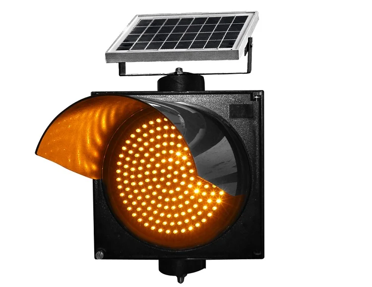 Solar powered yellow traffic control flashing warning signal light high quality traffic light