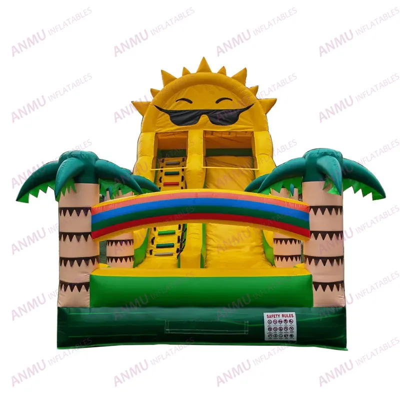 Inflatable sunshine water slide beach inflatable wet slide jumper for sale