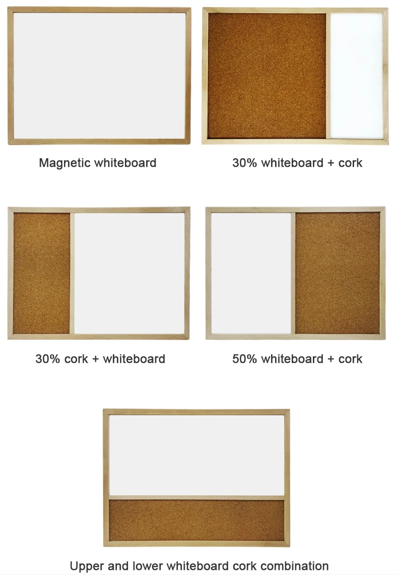 Combination board Combo Board Wooden Frame Magnetic Marker Whiteboard Cork Notice Board for School