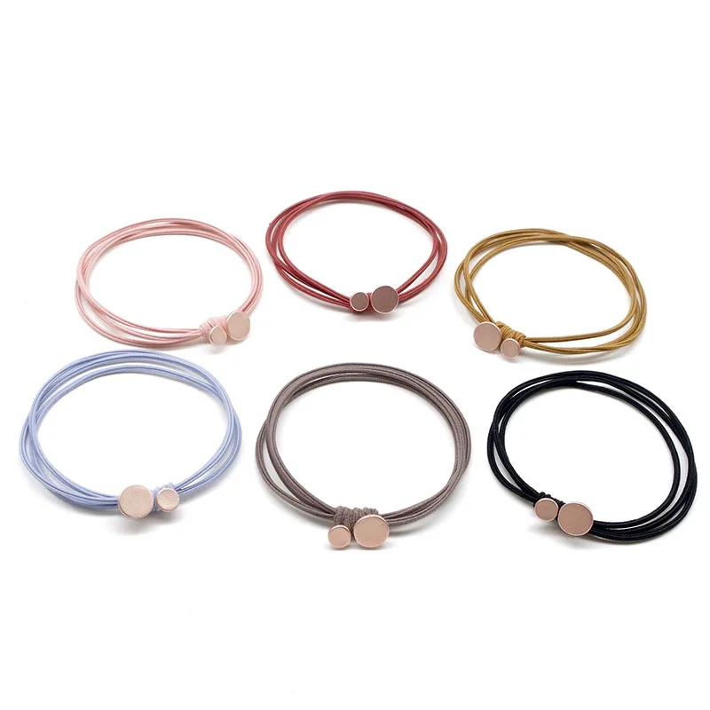 Hair Ropes With Metal Circle Beads Ponytail Holders Hair Band Elastic Hair Ties For Women Girls