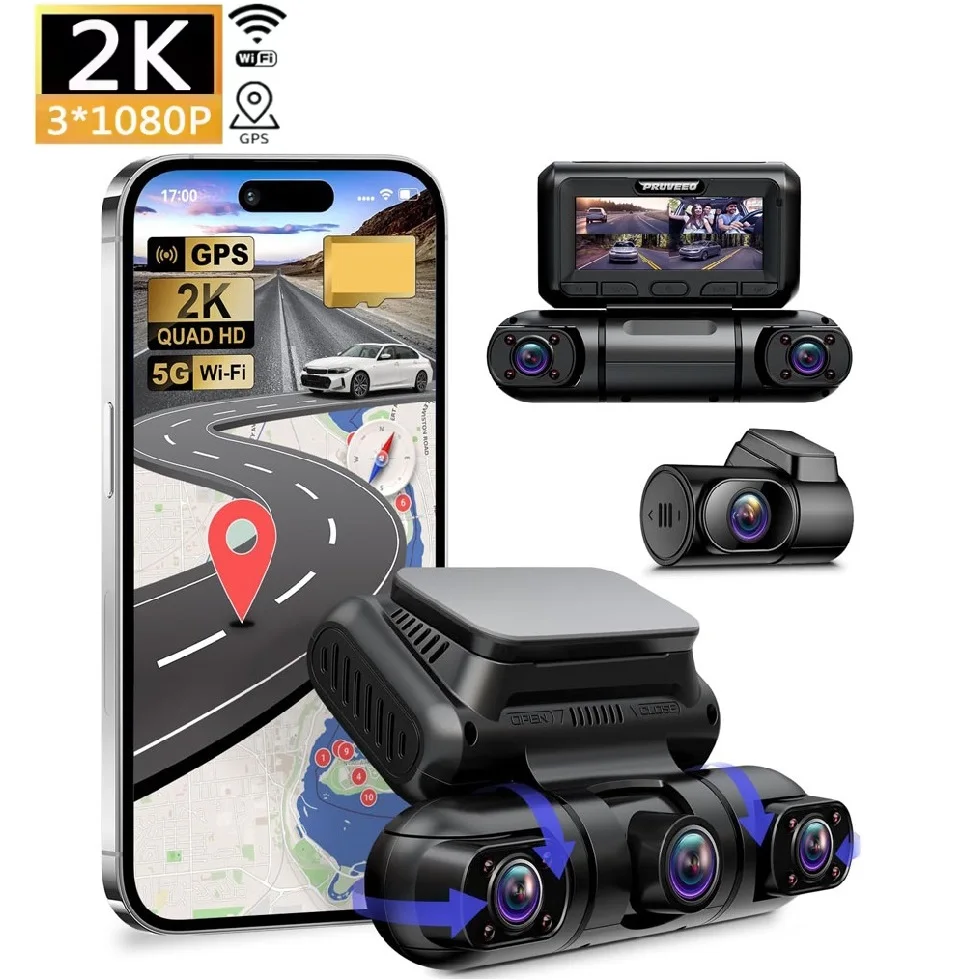 Dash Cam 4 Channel FHD 2K Night Vision Car DVR 360 Panorama HD Auto Video Recorder with Night Vision WiFi GPS Support 256GB
