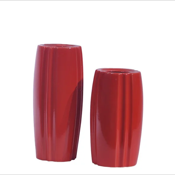 Manufacturers direct new Chinese soft red vase American model room porch cabinet living room ceramic flower arrangement