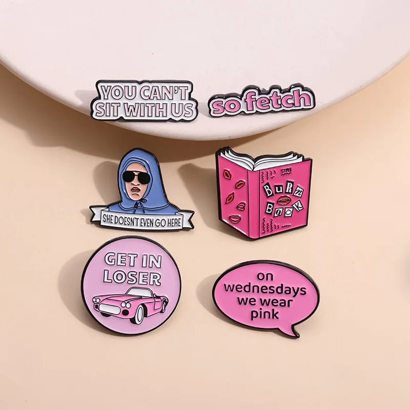 Creative Pink Car English Letters Funny Girl Custom Design Metal Enamel Pins Bulk Manufacturer Soft Enamel Lapel pin