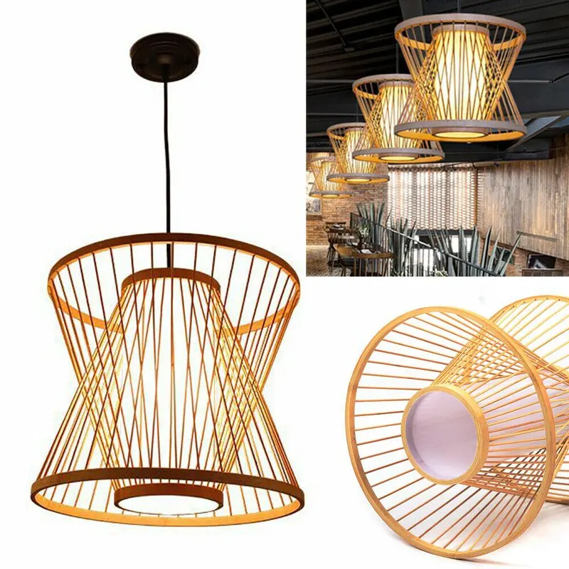 ZG Handmade Natural Woven Hanging Lamp Creative Rattan Chandelier Lighting Restaurant Hotel Bamboo Pendant Light