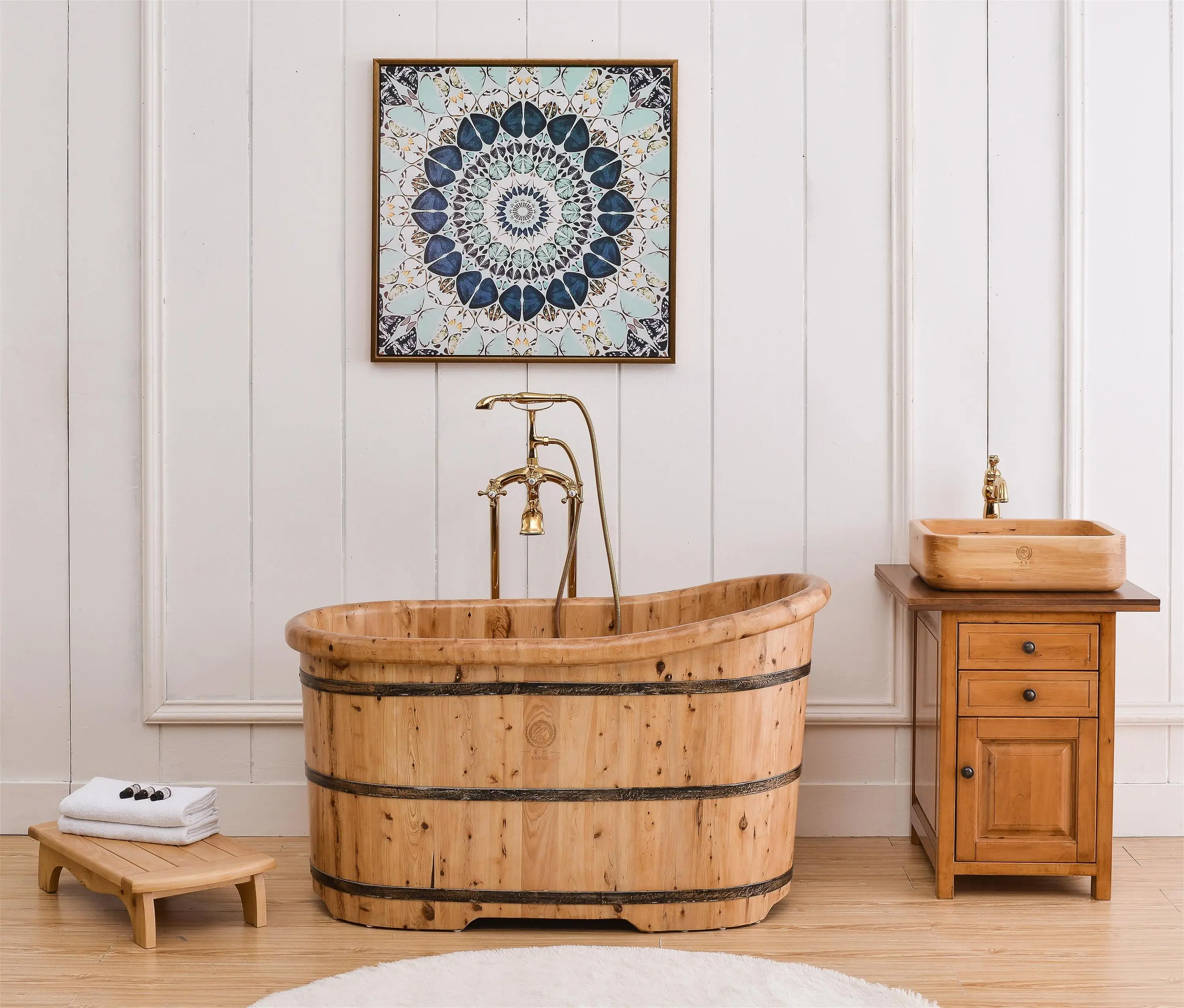 110cm  freestanding tub hinoki Wooden Bathtubs indoor hot tub hotsale