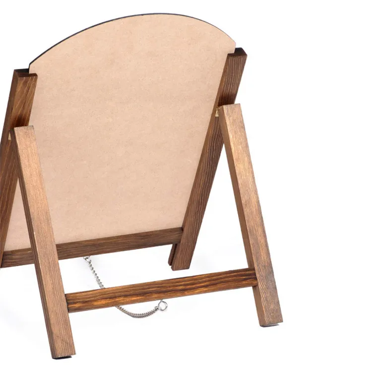 Arc Shaped Wooden Frame Non-Porous Chalkboard Sign standing blackboard