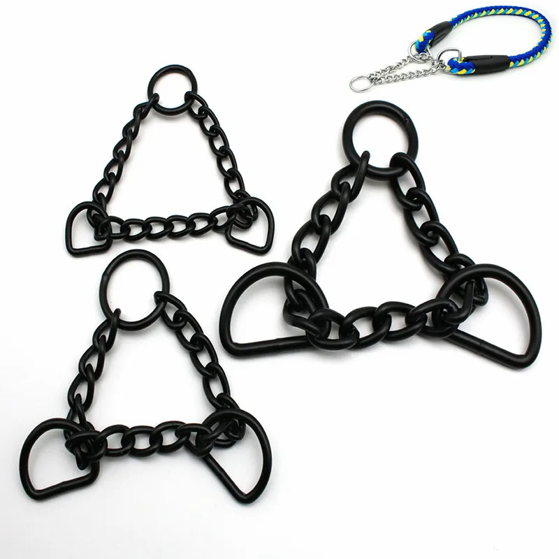 Wholesale Strong Heavy D Ring Martingale Choke Chain Dog Collar - Matte Black Plated