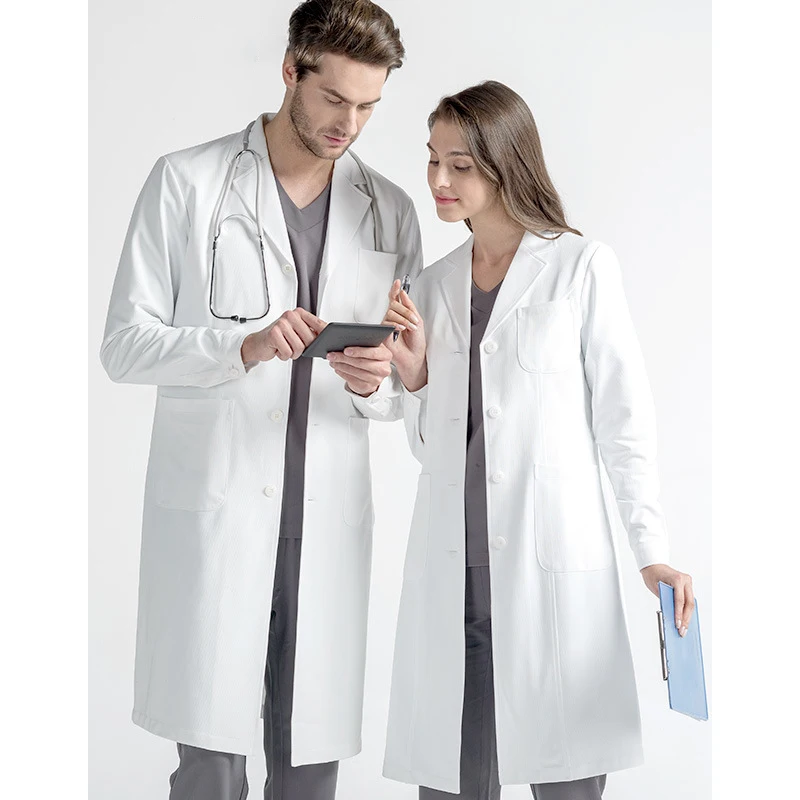 Women Professional Doctor Wear Medical Clothes Lab Coat White With Logo Uniform Hospital Men For Males Nurses