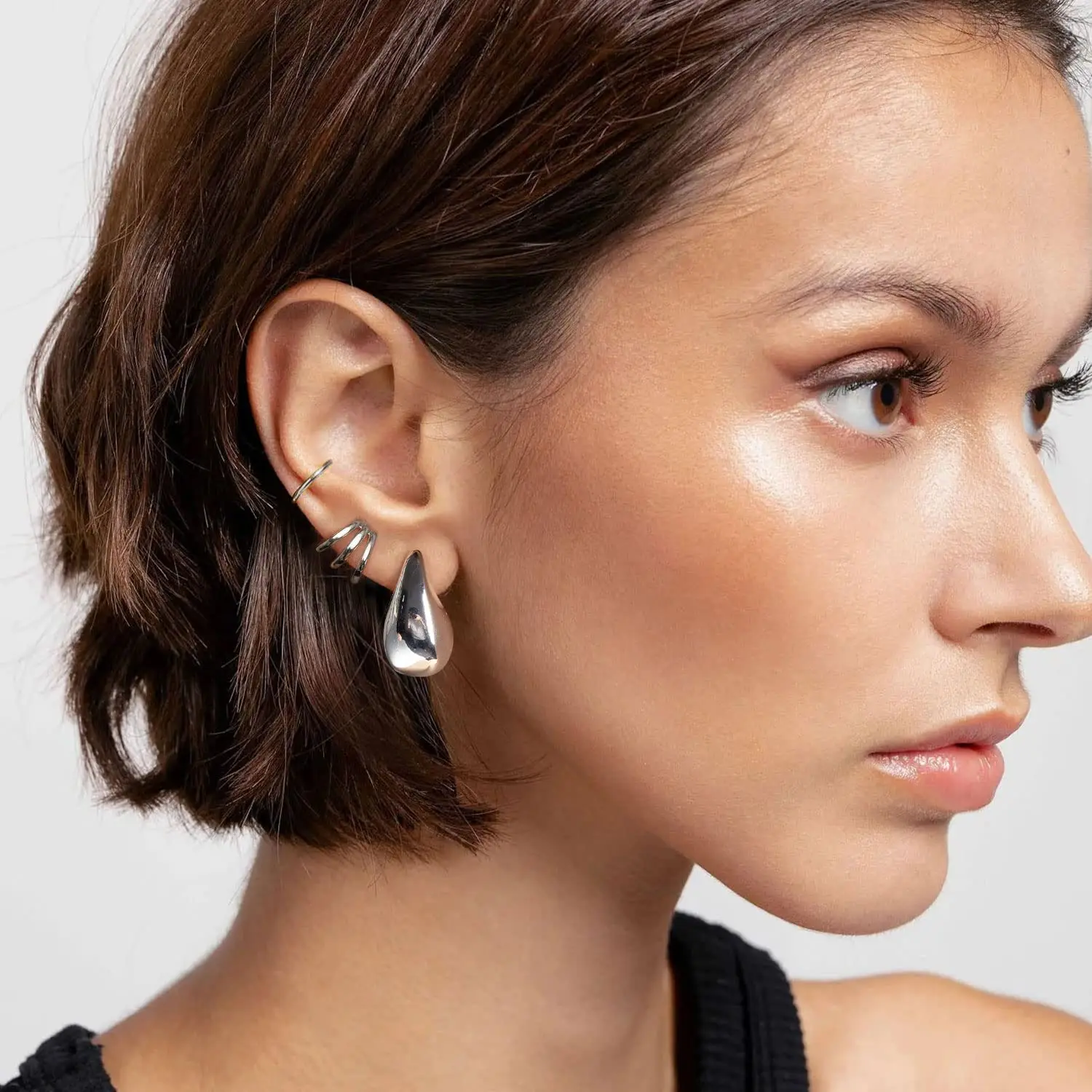 Premium Design Chunky Water Drop Stud Earrings Brass Big Teardrop Design Fashion Jewelry Earrings