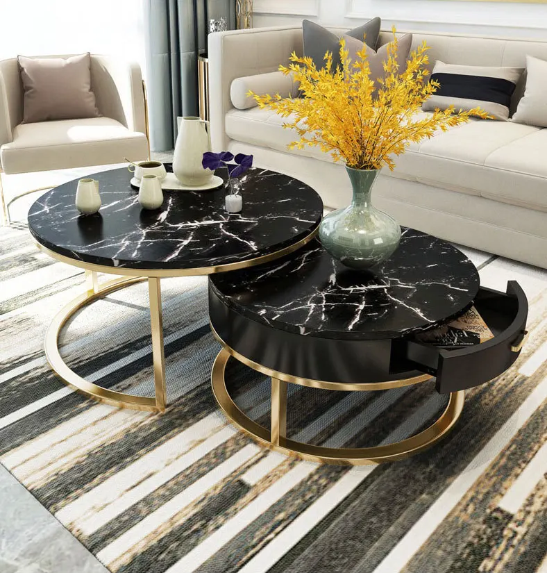 Balcony leisuressmall apartment round marble coffee tea table living room center table