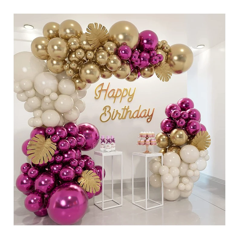 Hot Sale Luxury Wedding Party Decorations Metallic Rose Red Gold White Balloon Arch Girl Birthday decoration