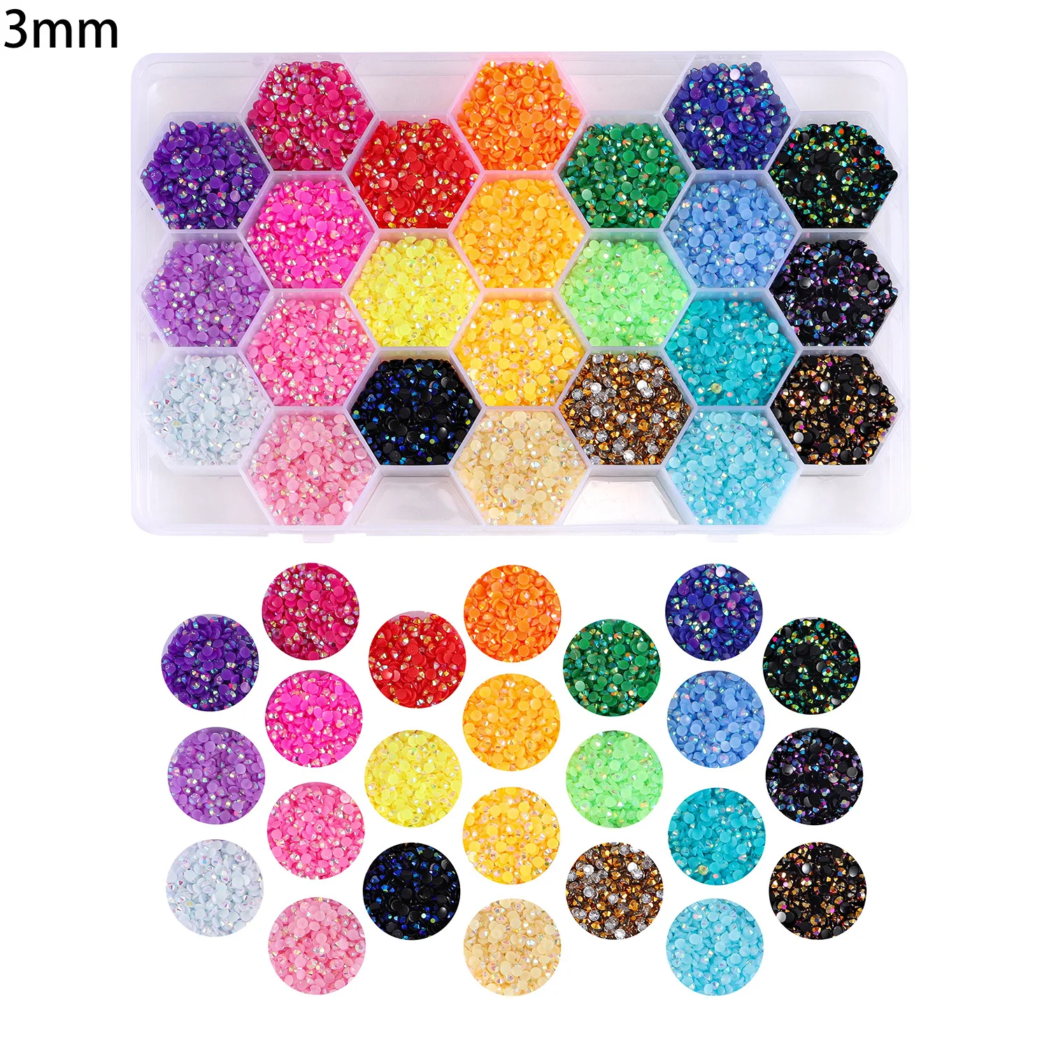 3D High Quality Rainbow color Resin diamond crystals nail rhinestones kit