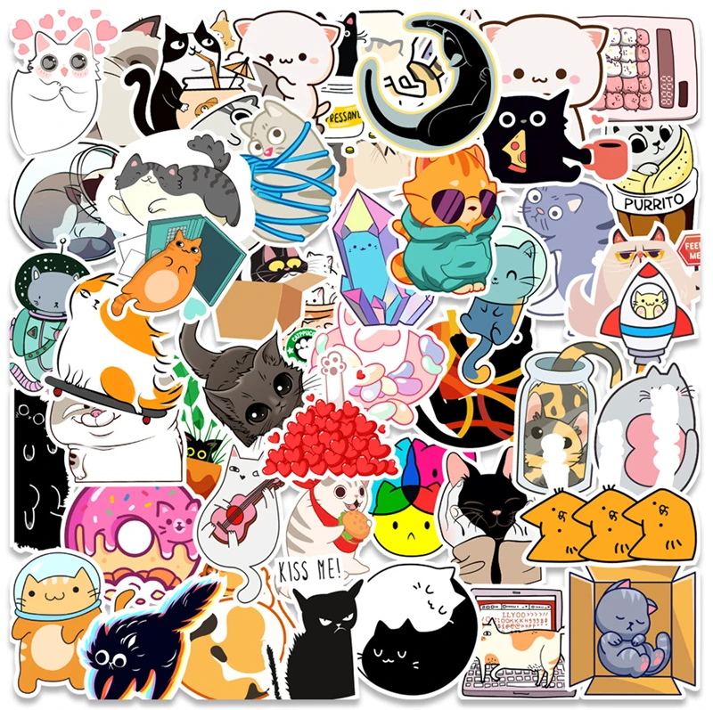 Cute kitten Cat & Puppy Dog Graffiti Sticker Kids DIY Cell Phone Water Cup Laptops Waterproof PVC Decorative Sticker