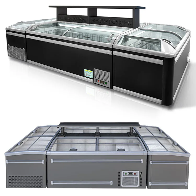 AIHAOSI Commercial Supermarket Storage Combined Deep Sliding Glass Door Island Display Freezer