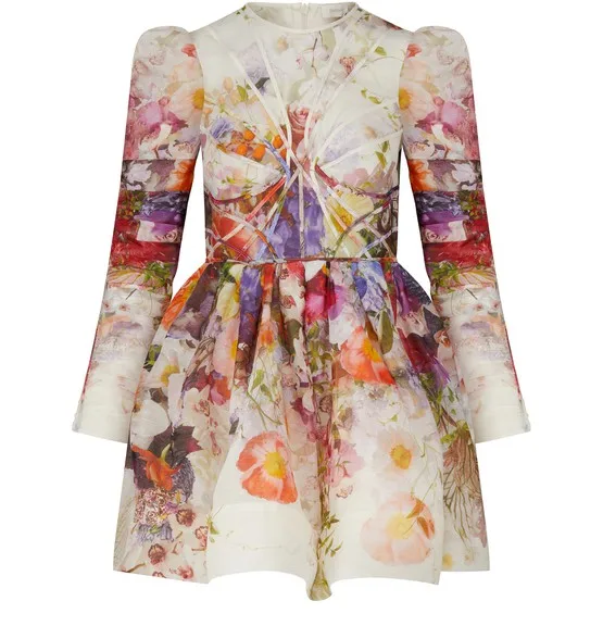 bettergirl Spring Full Sleeve Floral Casual Dress Women High Waist Ruffles Midi A-Line Dress Panelled Mini Dress