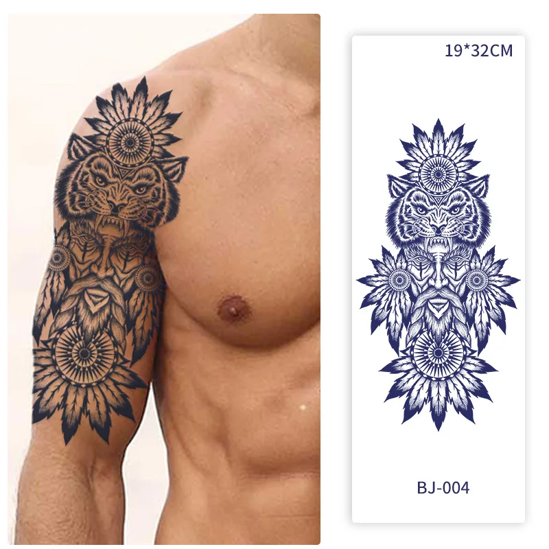 BJ 2024 Hot Popular Wholesale Half Armor Tattoo Sticker Realistic Adult Body Art Tattoo Stencil Temporary Juice Tattoo Stickers