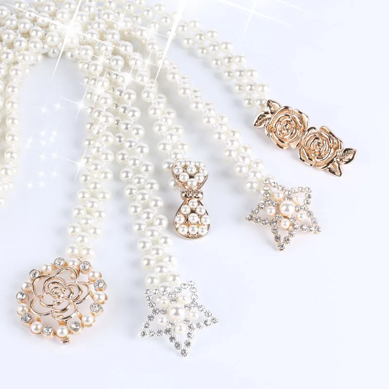 Женский эластичный пояс с жемчугом