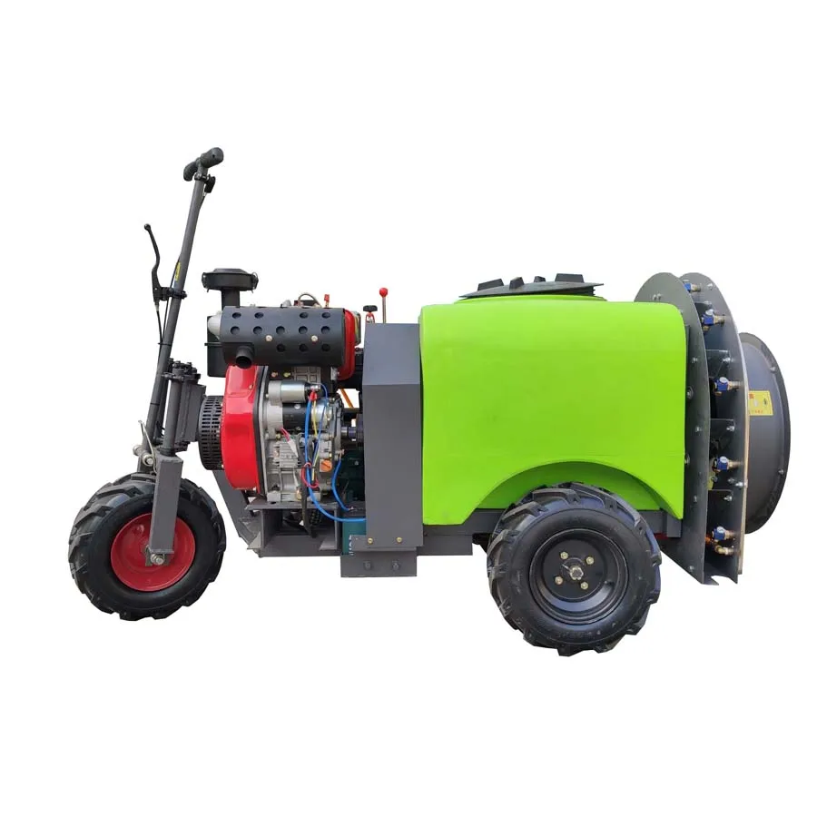 Three tyres self propelled garden air blast sprayer