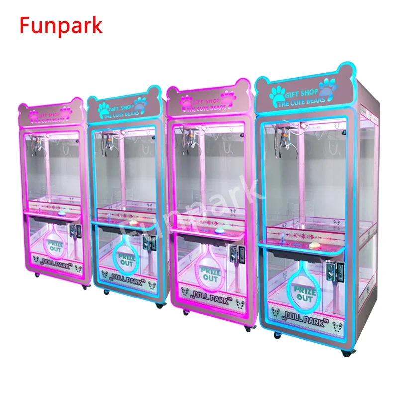 Funpark High Quality Wooden Plush Kid-Friendly Doll Houses Coin-Operated Claw Crane Toy Machine Amusement Game 6+ Years Board