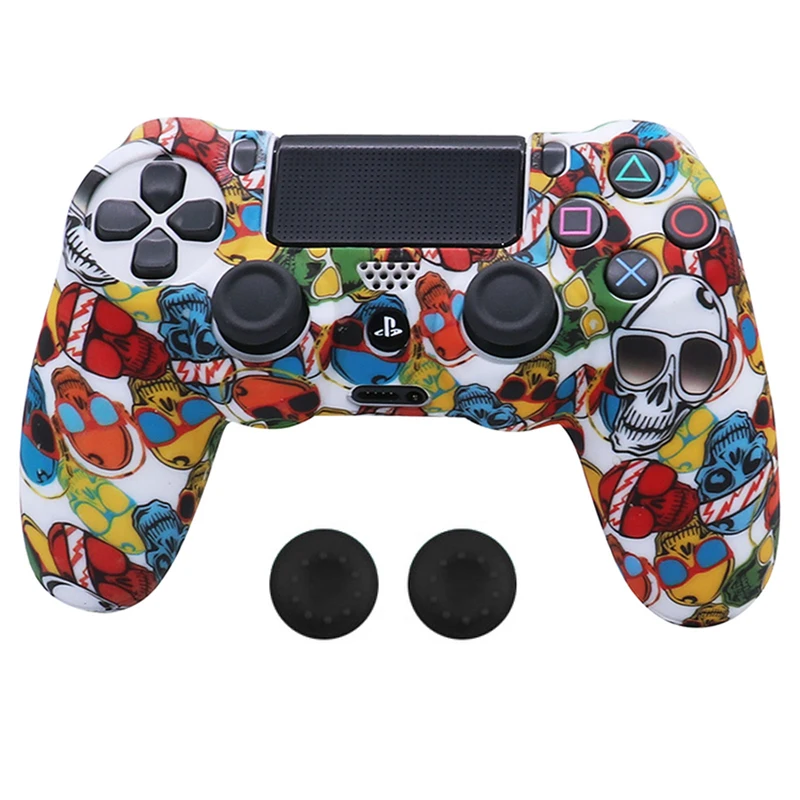 
Protective Case For PS4 Controller Gamepad Soft Silicone Cases Cover Skin Game Joystick Covers For PlayStation4 with Grip Caps 
