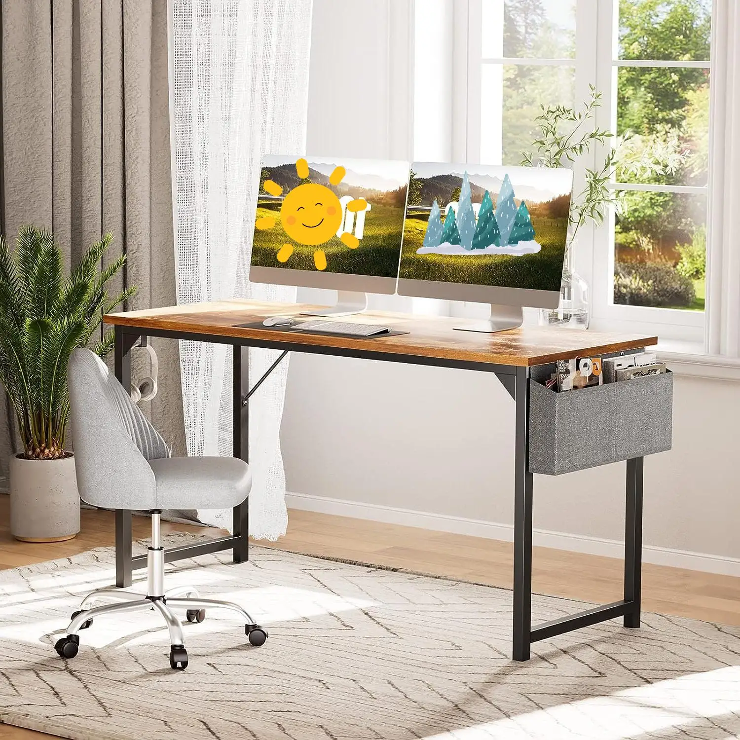 Wood Corner Computer Office Desk / Office Computer Table