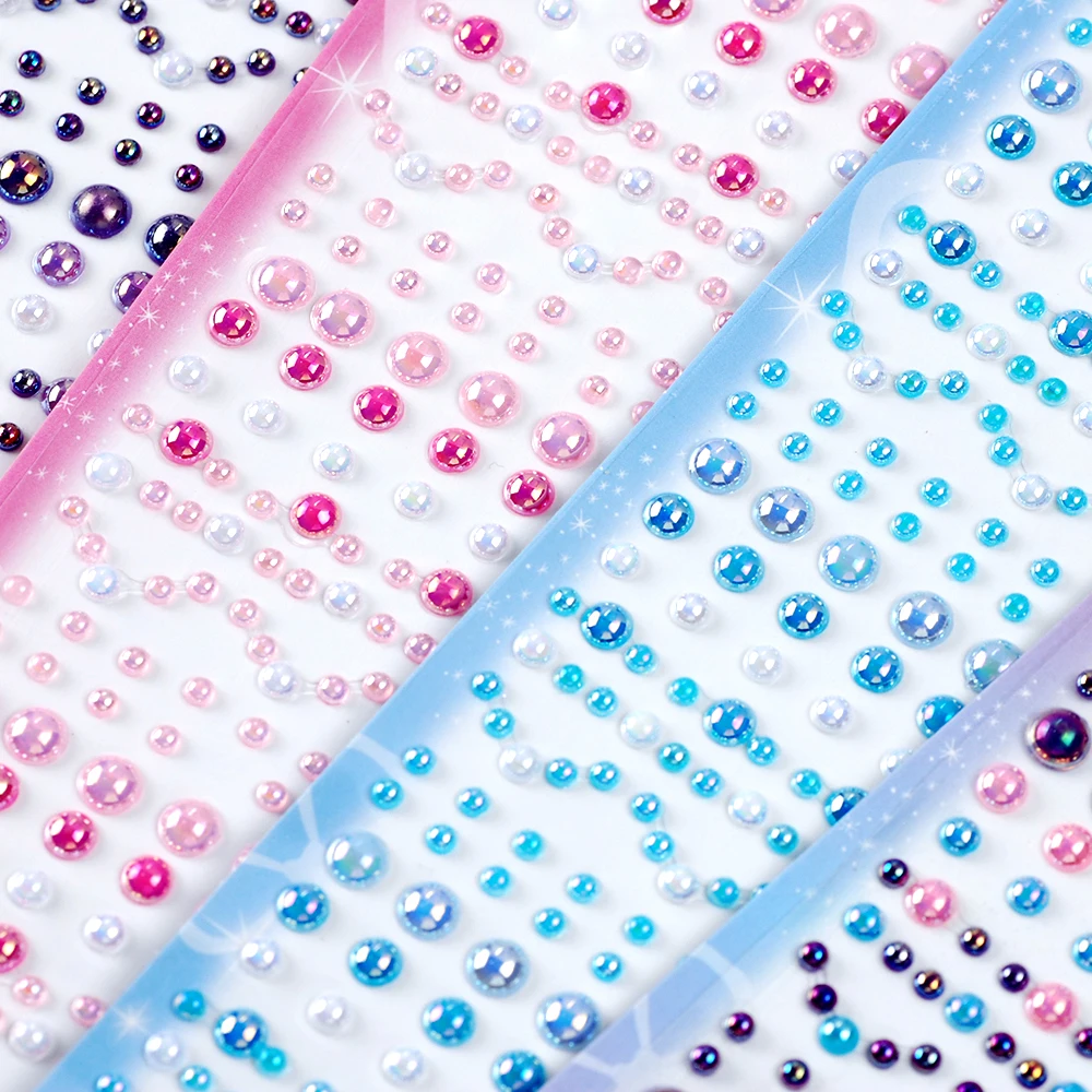 Hisenlee Mixed Color Pearl Sticker 3MM4MM5MM6MM Self-adhesive Acrylic Stickers Bright Round Shape For DIY Craft Phone Decoration