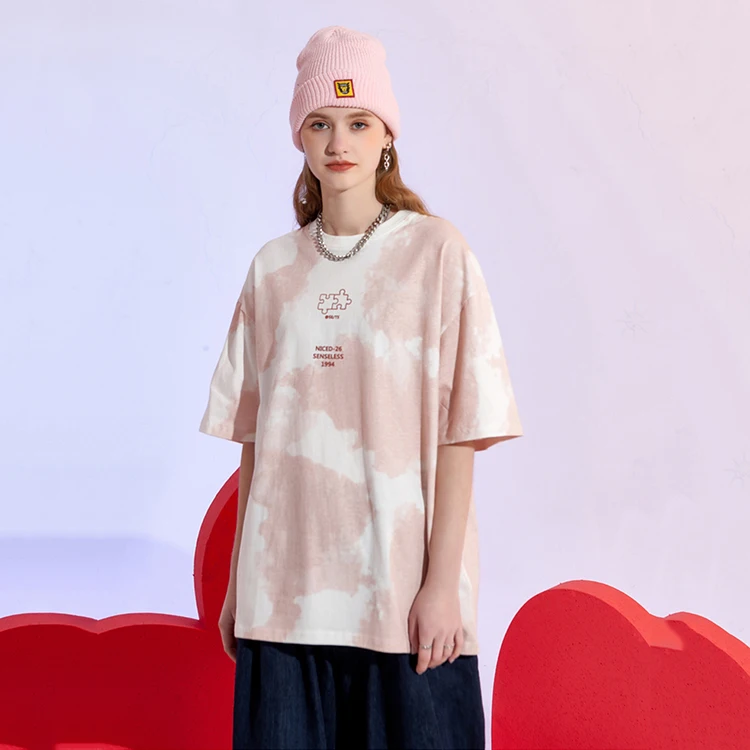 Wholesale Cotton Letter Graphic Tie Dye T Shirts Men Women Tie-Dye T-shirt