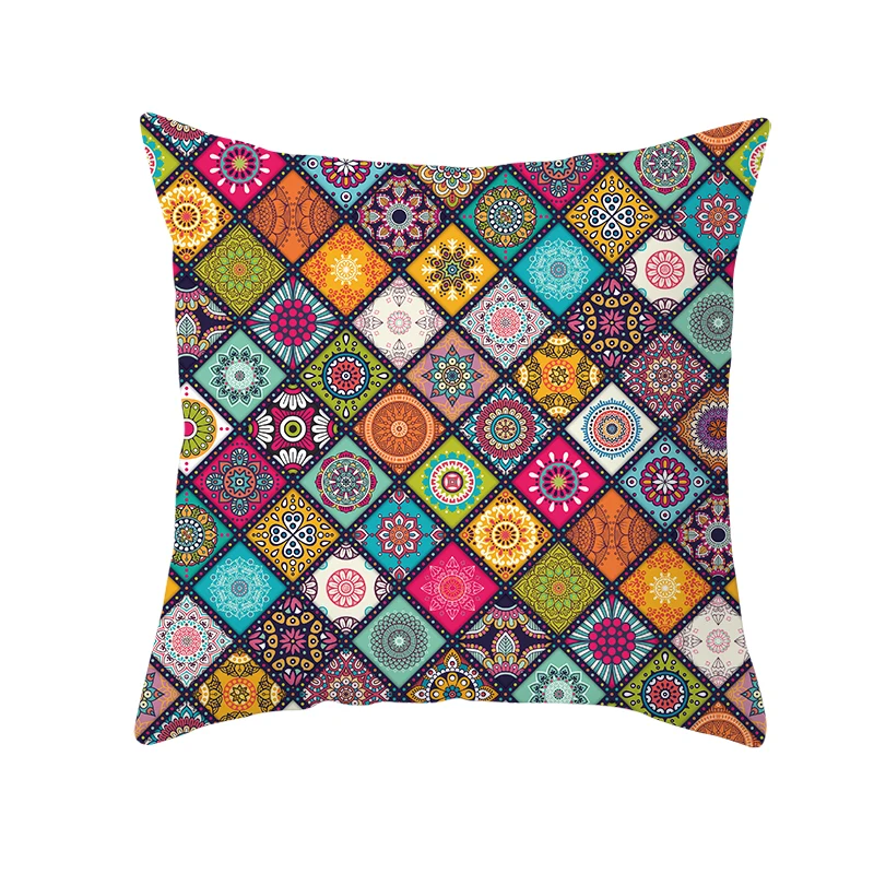 Colorful Bohemian Style Cushion Cover Indian Mandala Geometric Travel Polyester Pillow Covers