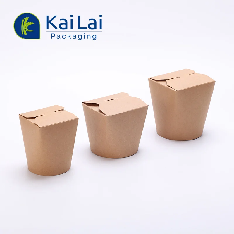 Custom Recycled Biodegradable Disposable Rice Pasta Food Container Noodles Takeaway Packing Box 16oz Kraft Paper Box for Noodles
