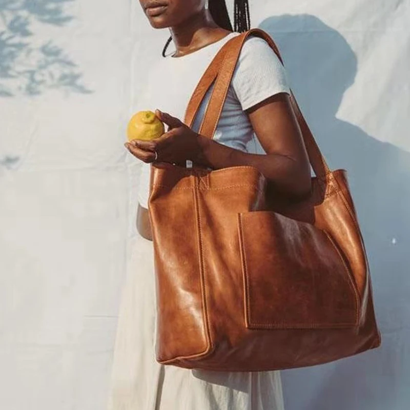 
Wholesale Fashionable Retro Oil Wax Leather Ladies Large Soft Hand Bags 2021 Designer Luxury Handbags For Women Famous Brand 