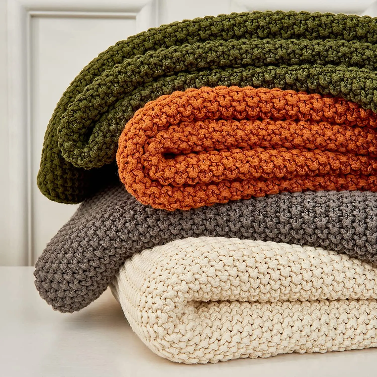 High quality support custom crochet throw blanket soft 100 cotton knitted baby blanket