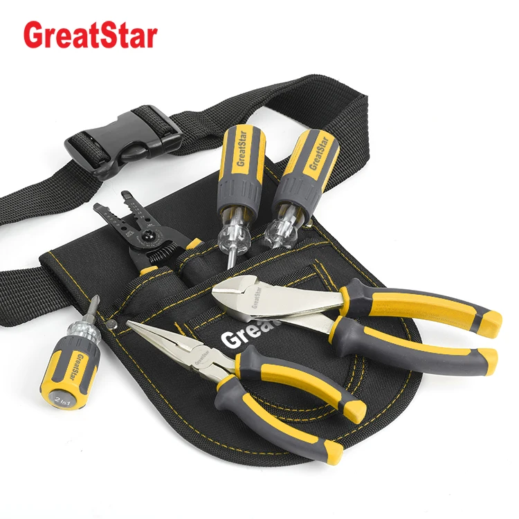 Greatstar Customized 7PC Tool Set with Pouch Wire Stripper Long Nose Pliers Screwdriver Tool kit Set Electrician Tool Set