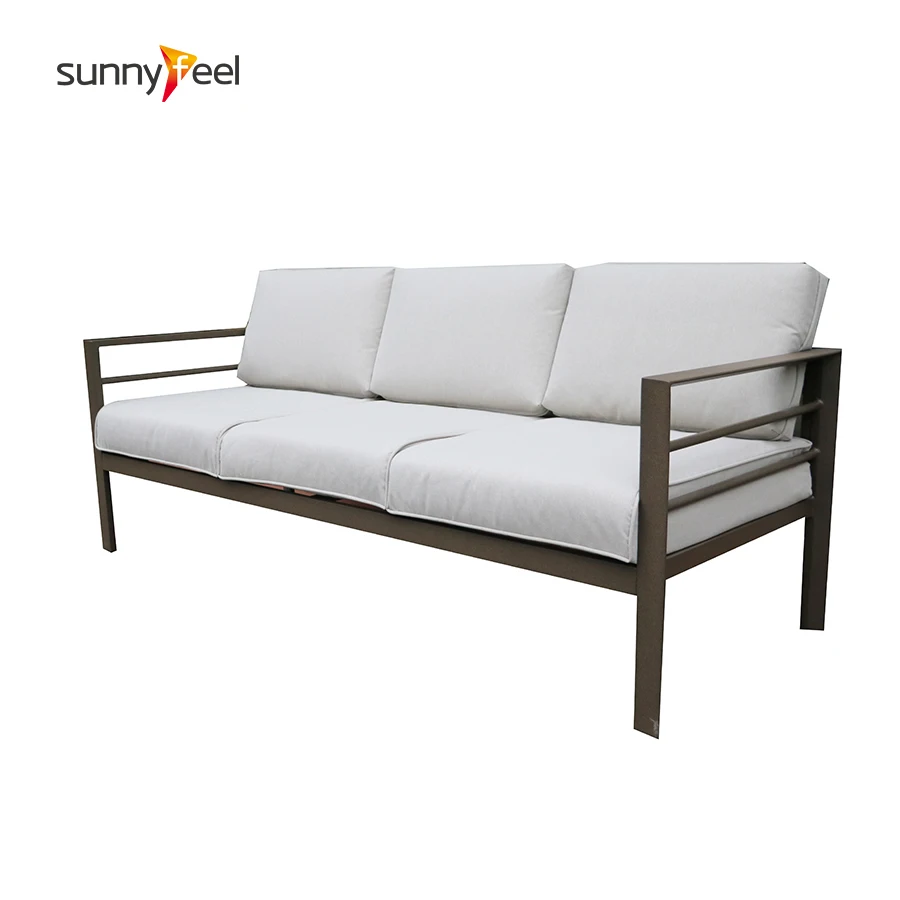 Современная быстрая доставка, садовый металлический диван с порошковым покрытием, алюминий, 4 шт., набор садовой уличной мебели, стулья, алюминий, для улицы