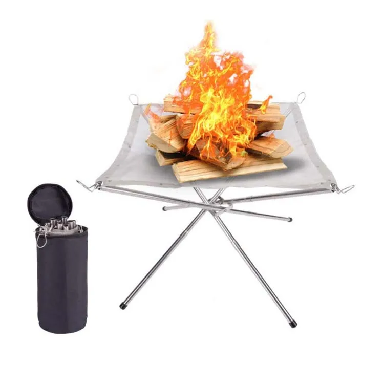 
 Портативный складной огонь для кемпинга на открытом воздухе, стальной сетчатый огонь камин для кемпинга, на открытом воздухе, патио  
