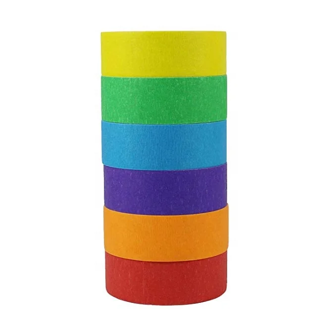 Colored Masking Colored Painters Tape for Arts and Crafts, 6 Pack, Drafting  Craft Labeling  Paper  Masking Tape, Col