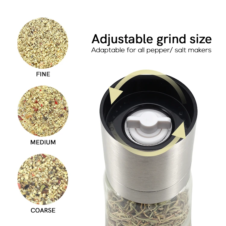 Ceramic Burr Manual Salt and Pepper Grinder Stainless Steel Herb Mills Kitchen Tool 100ml Capacity Plastic Material for Sale
