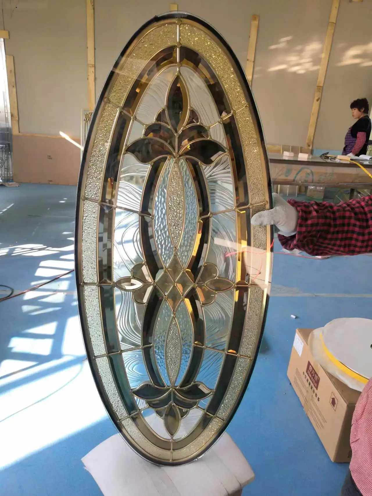 Decorative Tiffany Glass Panel For Wrought Iron Door Inserts