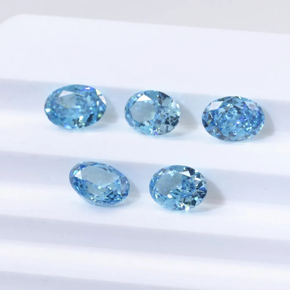 Aquamarine Loose Gemstone Fancy Shape Crushed Ice Cut Cubic Zirconia Blue CZ Loose Stone For Jewelry Ring Making