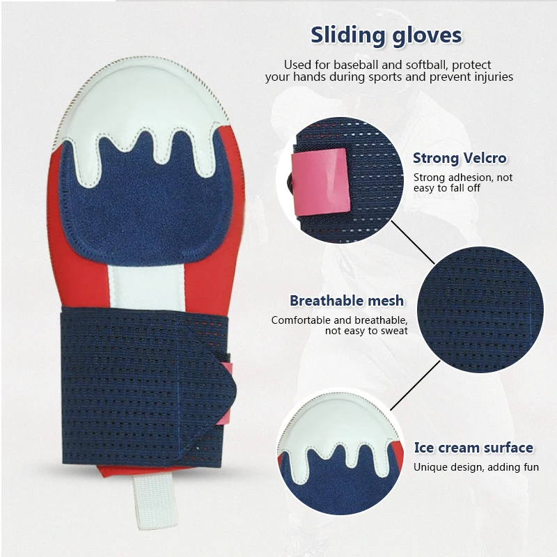 Colourful Ice Cream Right And Left Hand Custom Design Softball Baseball Sliding Mitt Youth Adult Sliding Mitts Baseball