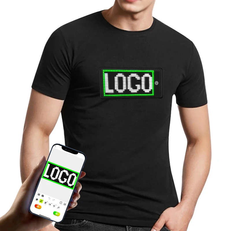 App display clothing led scrolling message t shirts led programmable tshirts control by mobile