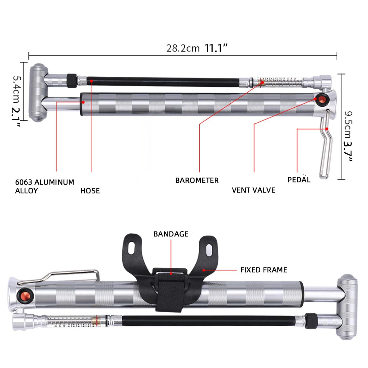 High-Pressure Double Foot Bicycle Air Pump Portable Bike Accessories for Efficient Air Management