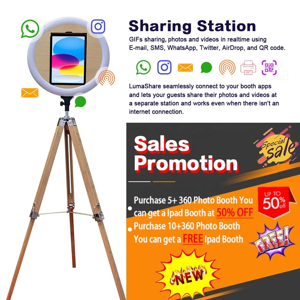 High Quality Portable Light Weight RGB Dimmable Removable Handheld Deluxe Lcd Ipad Photo Booth Shell for Wedding Party