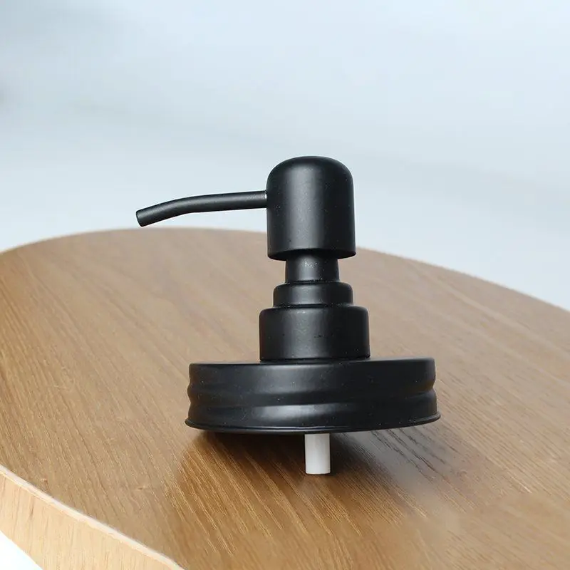 Cross border black rust-proof 304 stainless steel Mason jar lid hand sanitizer pump head emulsion soap dispenser lid