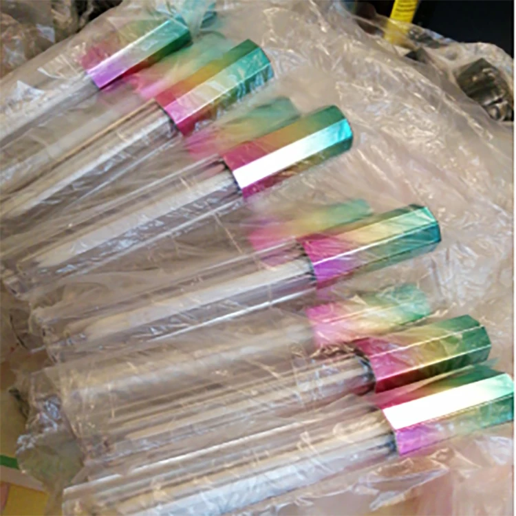 3ml Custom logo printed clear crystal bling holographic lip gloss packaging container lip oil tubes with big brush applicator