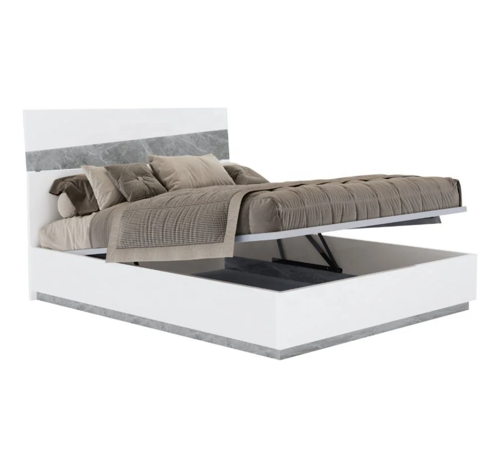 Nova Modern White Double Super king LED Bed Frame With Storage