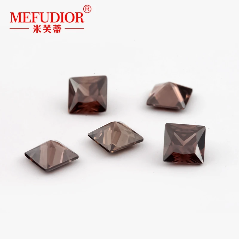 Artificial diamond Synthetic CZ stone Factory wholesale coffee color Square shape loose Cubic Zirconia