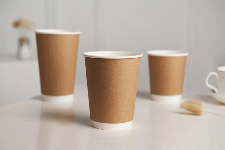 Промоакция, Высококачественная коричневая одноразовая бумажная чашка для кофе из крафт-бумаги с двойными стенками